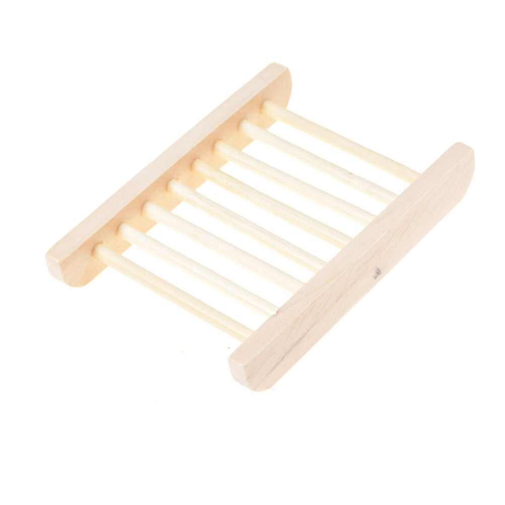Natural Bamboo Soap Holder Dish Bathroom Shower Plate Stand Storage Wood .l8