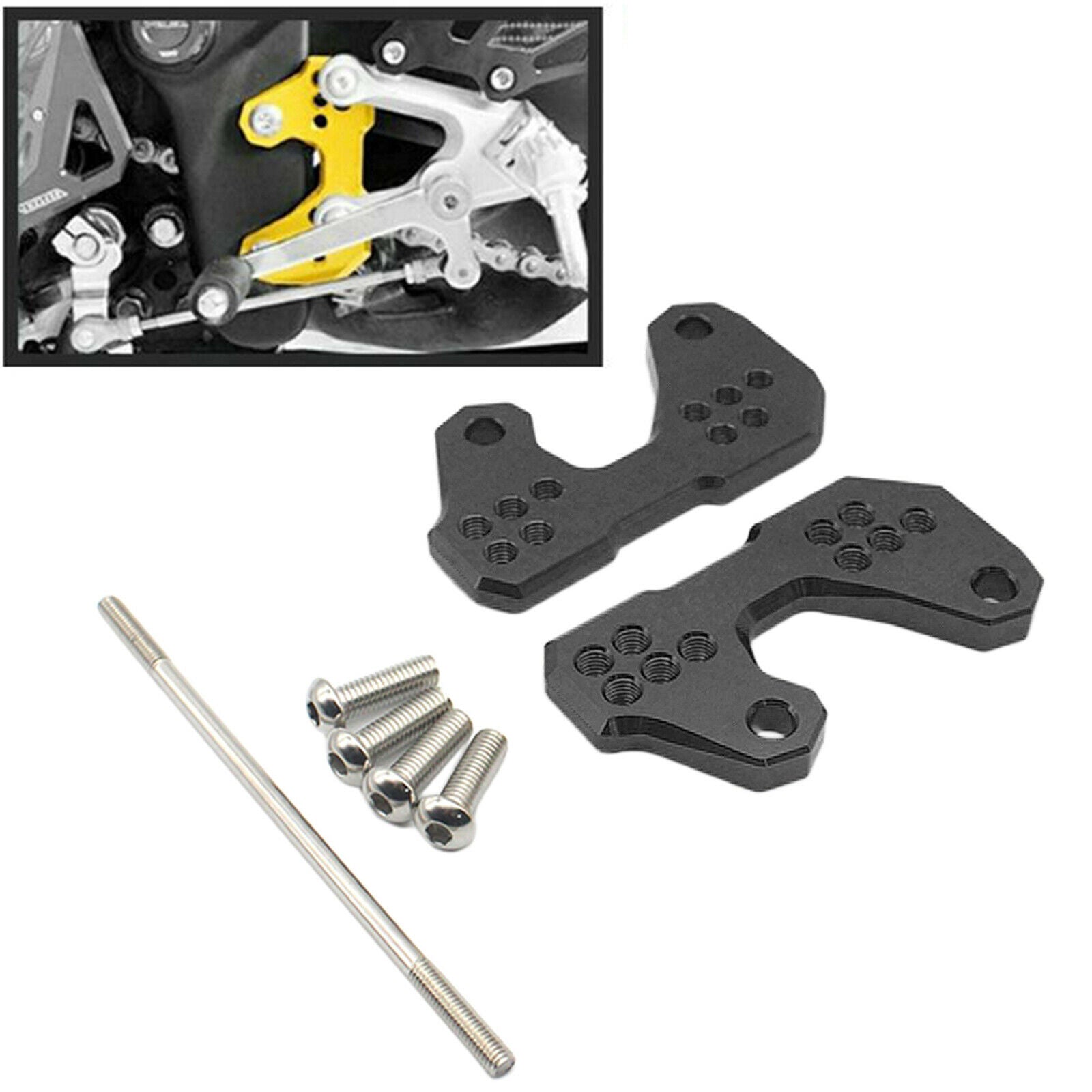 Rearsets Base Foot Raise Bracket Fits for Yamaha R3 R25 MT03 15-17 Black