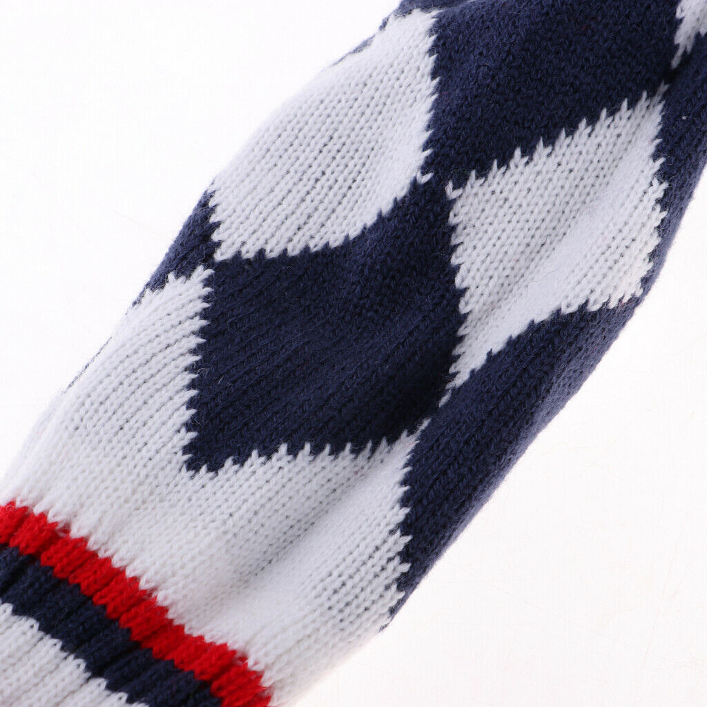 Golf Driver Headcover Club Sock Golf Head Cover Pom Pom white rhombus