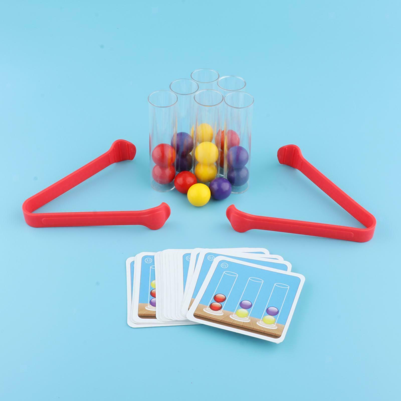 Montessori Wooden Bead Game Fine Motor Skill Test Tube Clip Beads Toys