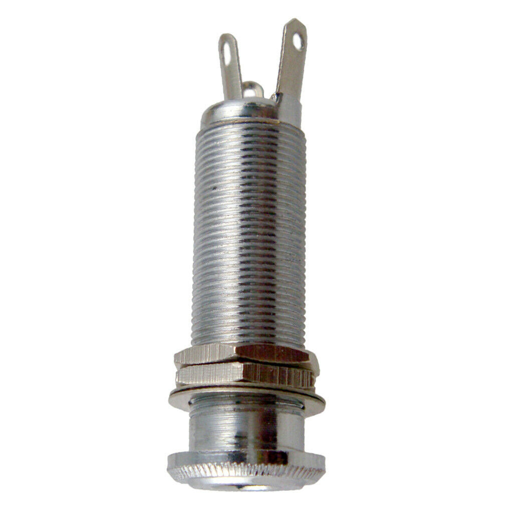 Lovoski 2xSilver Threaded Cylinder 6.35mm Jack Plug Guitar Bass Part