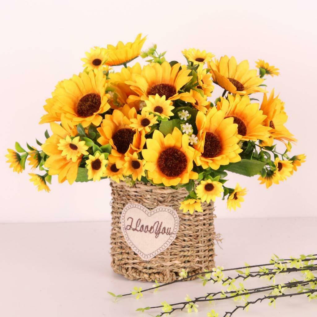 Synthetic 2 Sunflower Bouquets For Floral Decoration Garden Home Flowers Home
