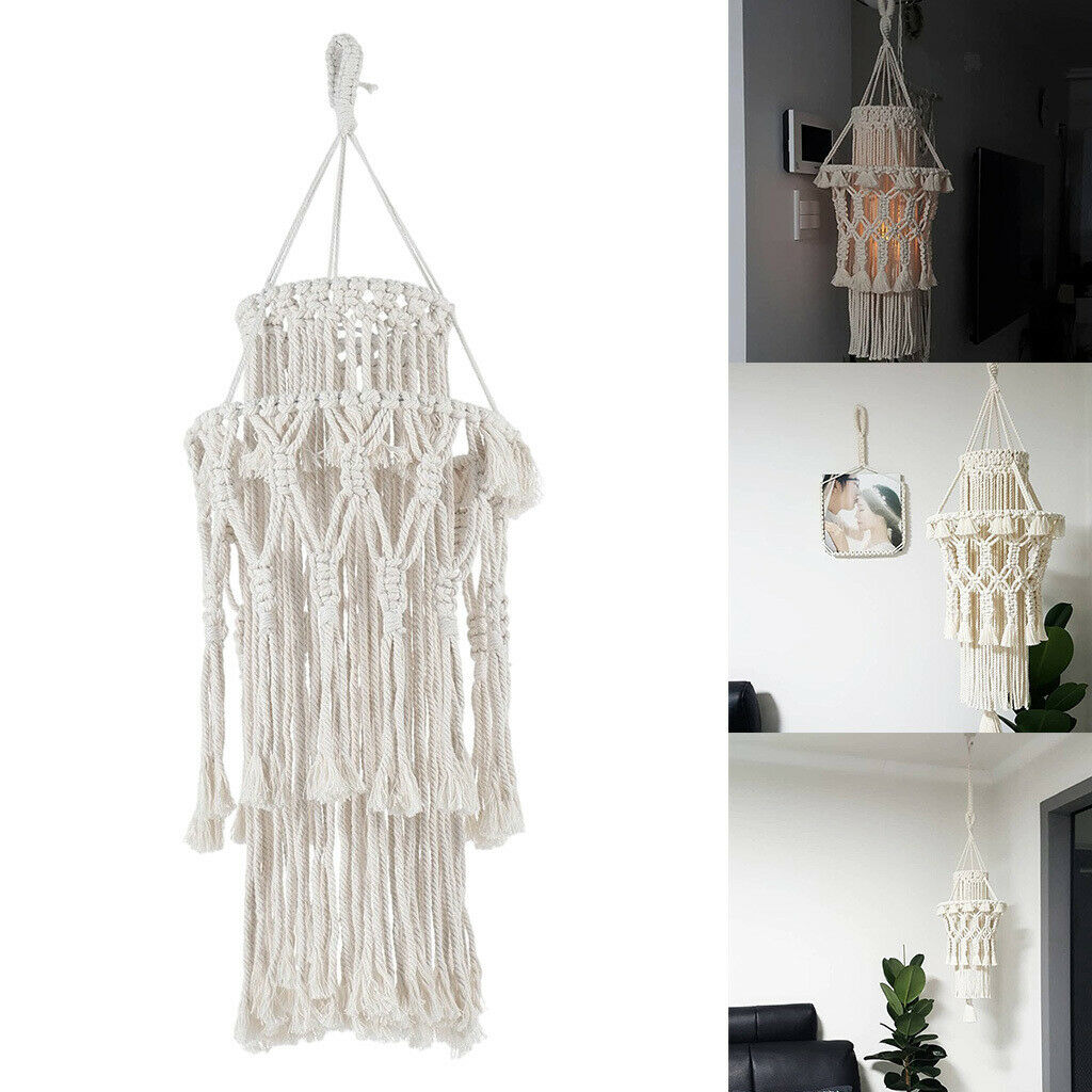Modern Lampshade Macrame Woven Tapestry Hanging Ceiling Pendant Home Decor