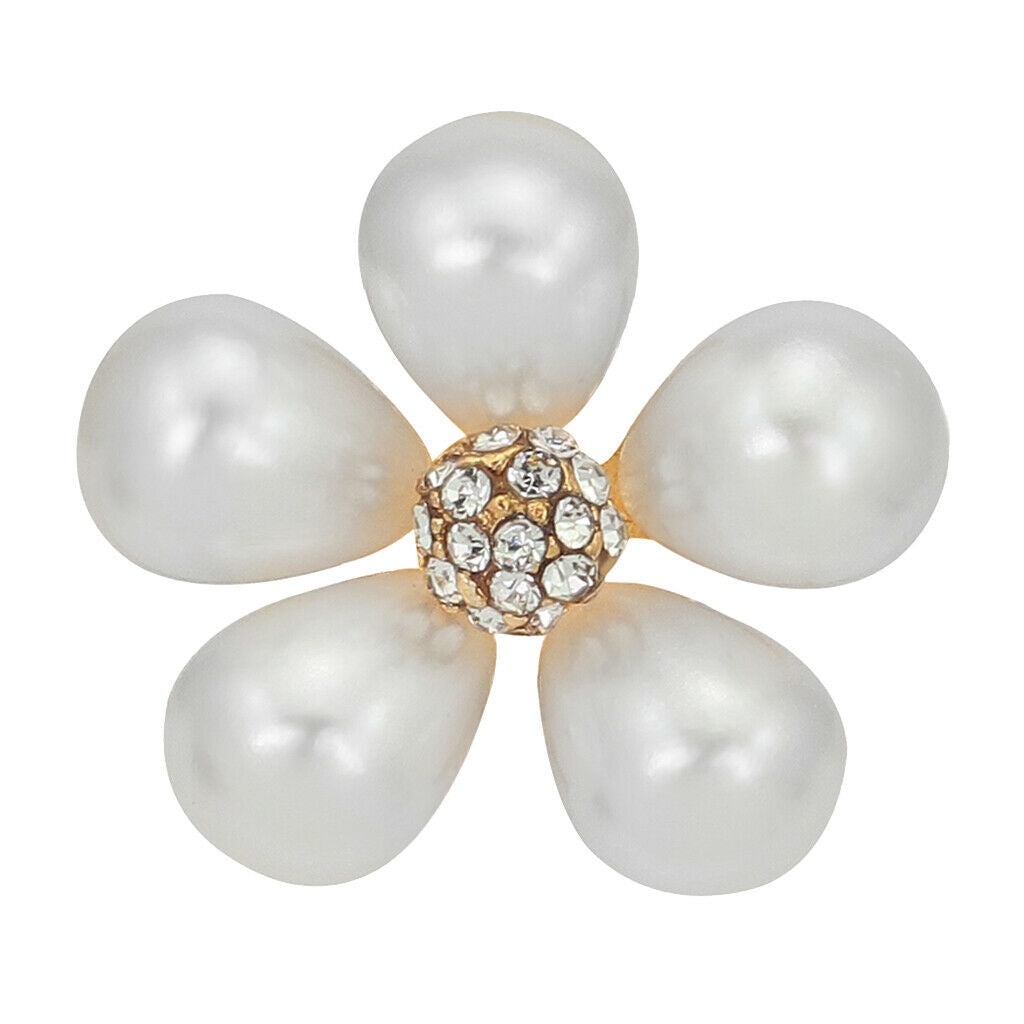 Women Alloy Simulated Pear Flower Brooch Lapel Pin Collar Tips White Jewelry