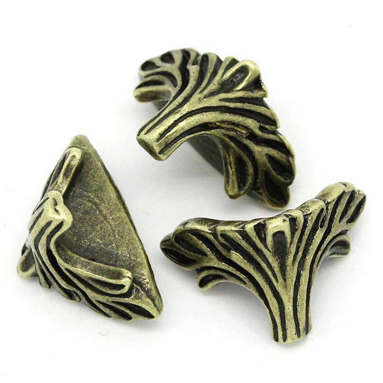30pcs Decorative Bronze Metal Cabinet Box Corner Protectors Brackets Trinket