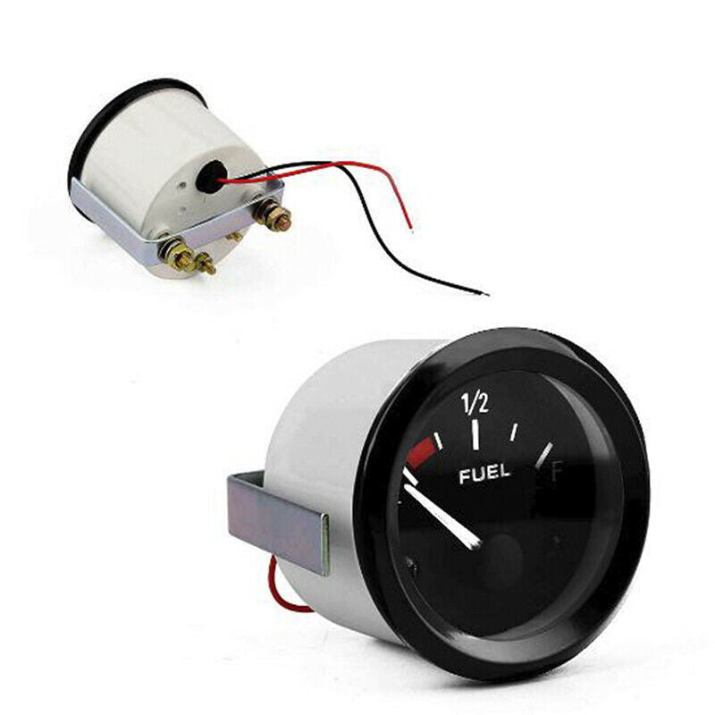 Black Bezel Gas Fuel Level Gauge Analogue Red LED Car Marine Boat 52mm 12V`B Rf