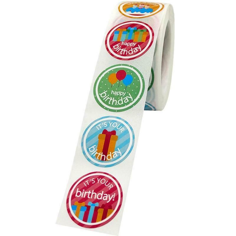 500 Pcs/roll Creative Happy Birthday Stickers Labels Ideal for Small Business