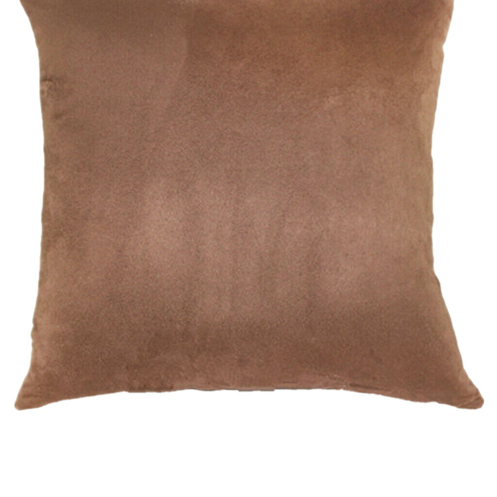 Brown Suede Pillowcase Square Pillow Cover Bedding Sofa Ornaments 50x50cm