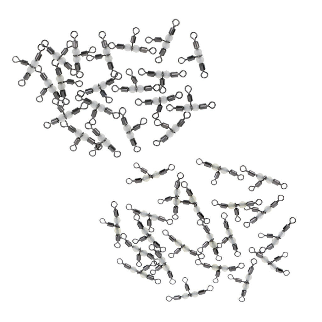 40 Pieces Stainless Steel 3 Way Swivels T Shape Barrel Swivels 23mm 28mm