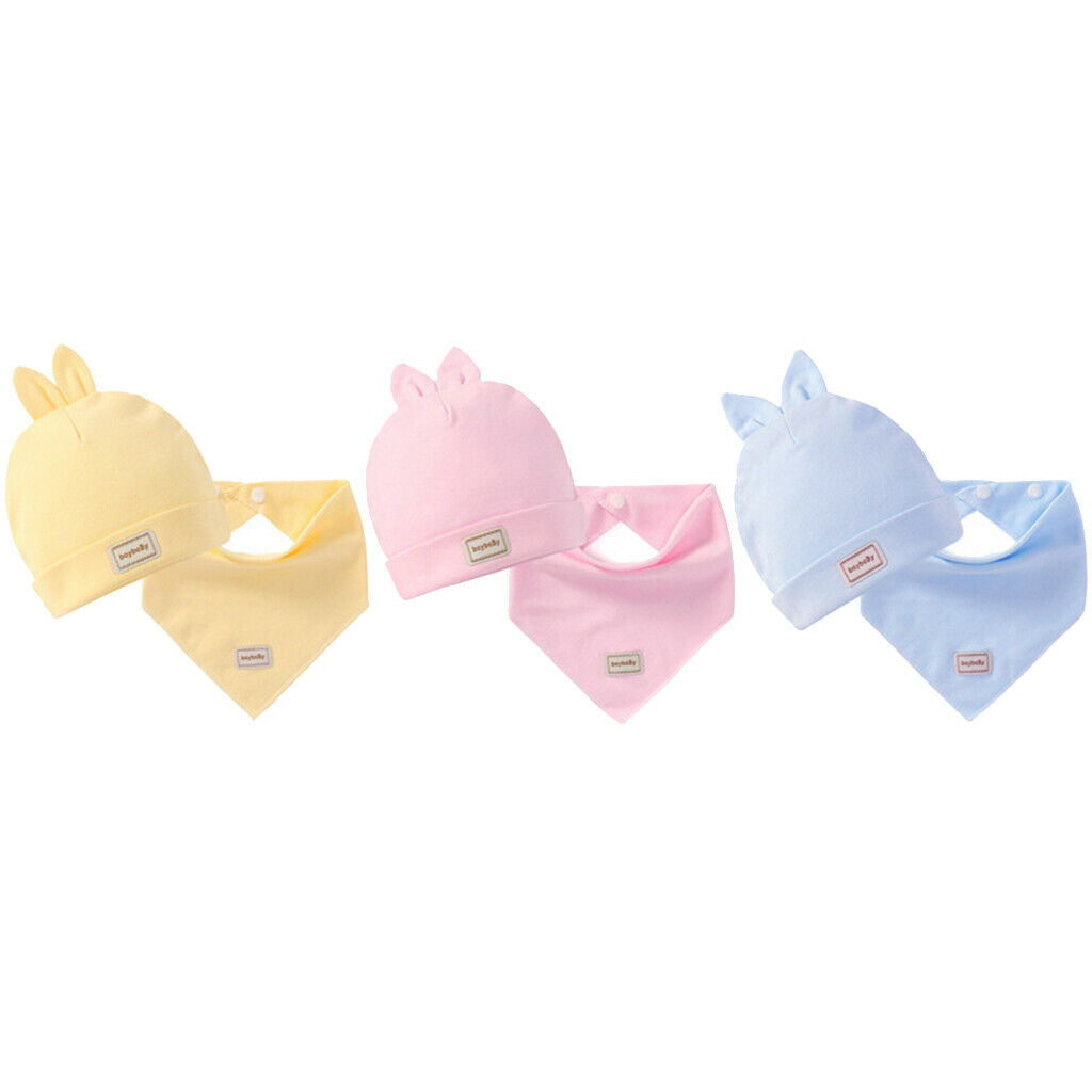 2Set Baby Kids Infant Toddler Bandana Bib Feeding Triangle Salvia Towel Hat