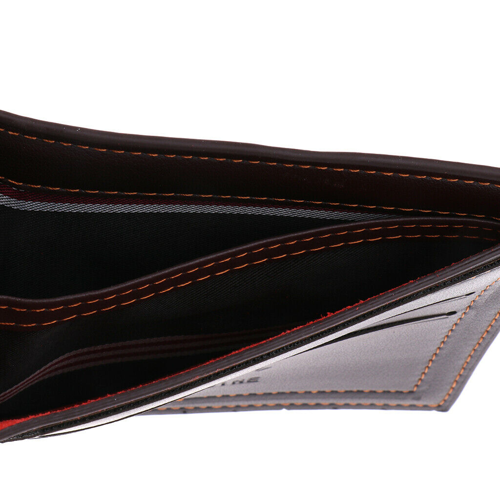 Mens Short Circular PU Leather Cash Card Holder Purse Clutch Wallet Coffee