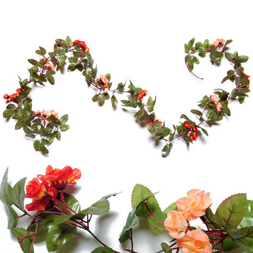 3pcs Vivid Color Vine Flowers Garland Silk Flower Garland Garden Fence Decor