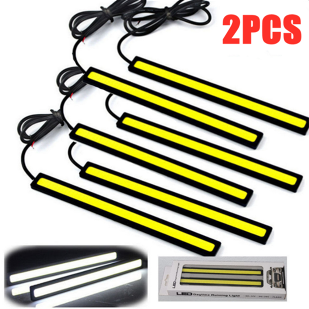 2PCS 12V COB Xenon White 100-LED DRL Daytime Running Light Backup Interior Strip
