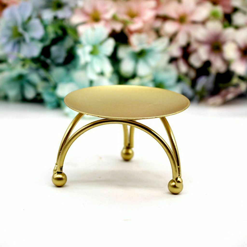 Metal Plate Candle Holder Round Decorative Candle Plate Stand Centerpiece