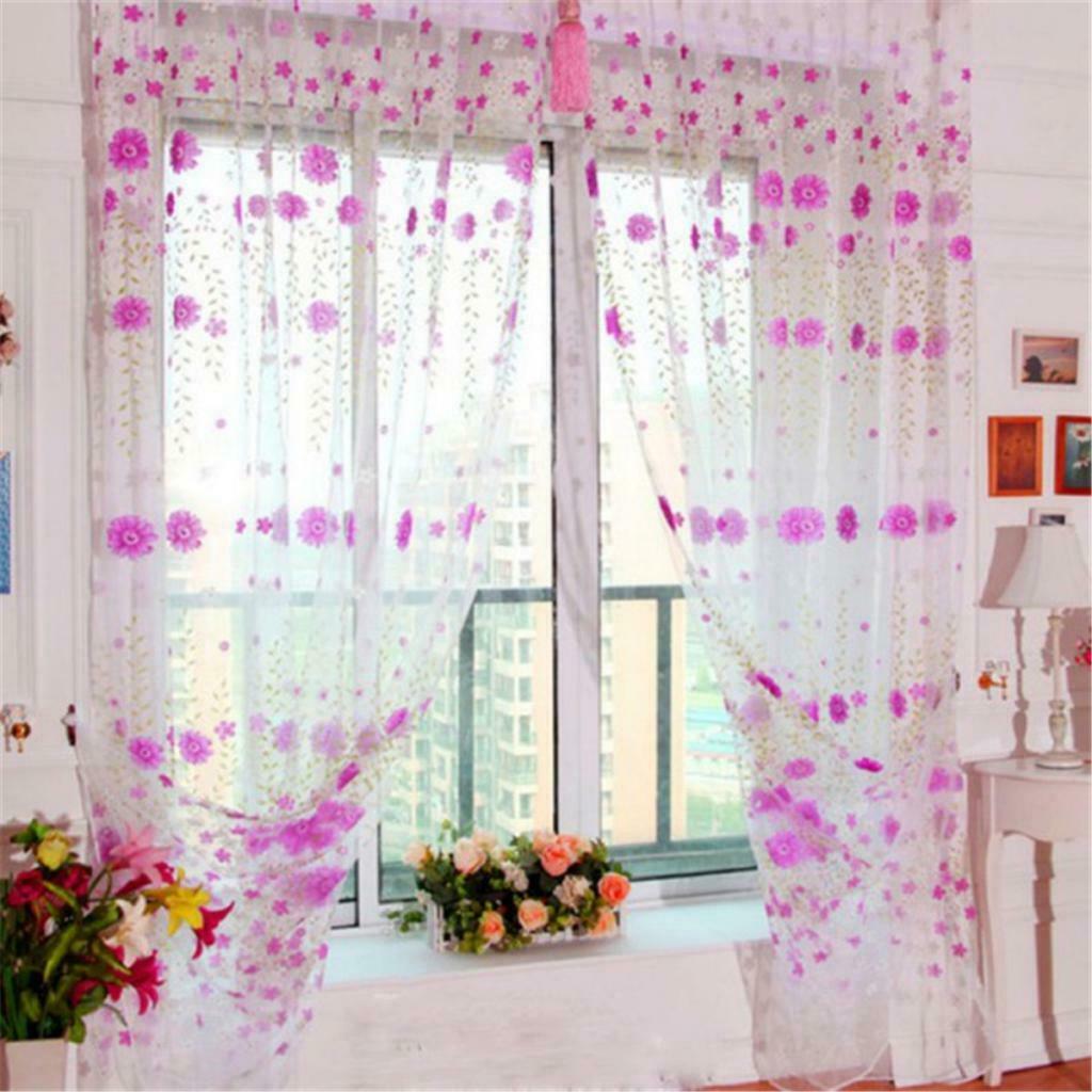 Elegant Window Sheer Drape Valance Gauze Curtain Door Curtains 150x250cm 3