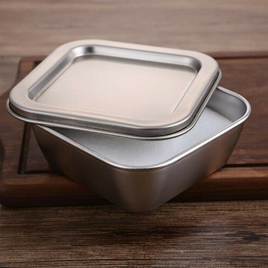 2X Stainless Steel Kitchen Food Crisper Containers Fresh Storage Box Square