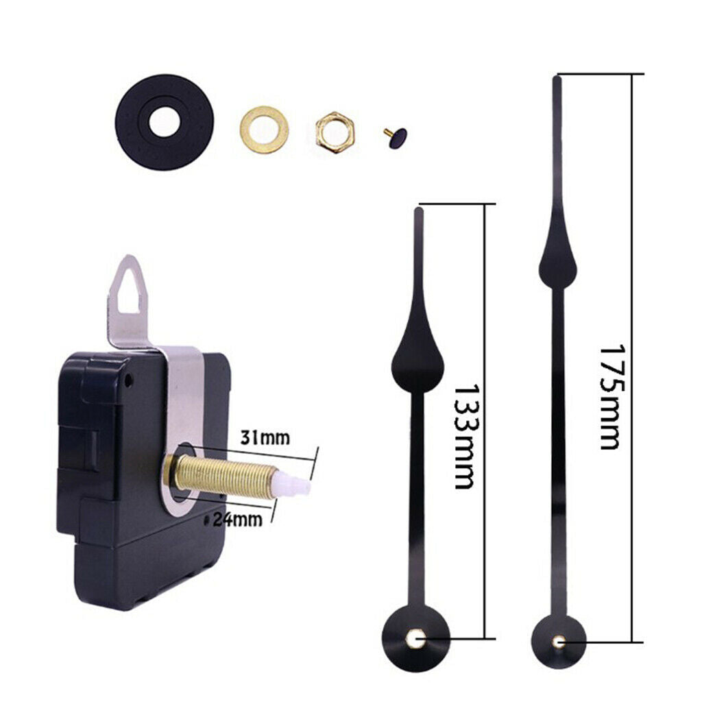 Quartz Clock Mechanism Movement Black Hands Battery Operated Fittings Parts