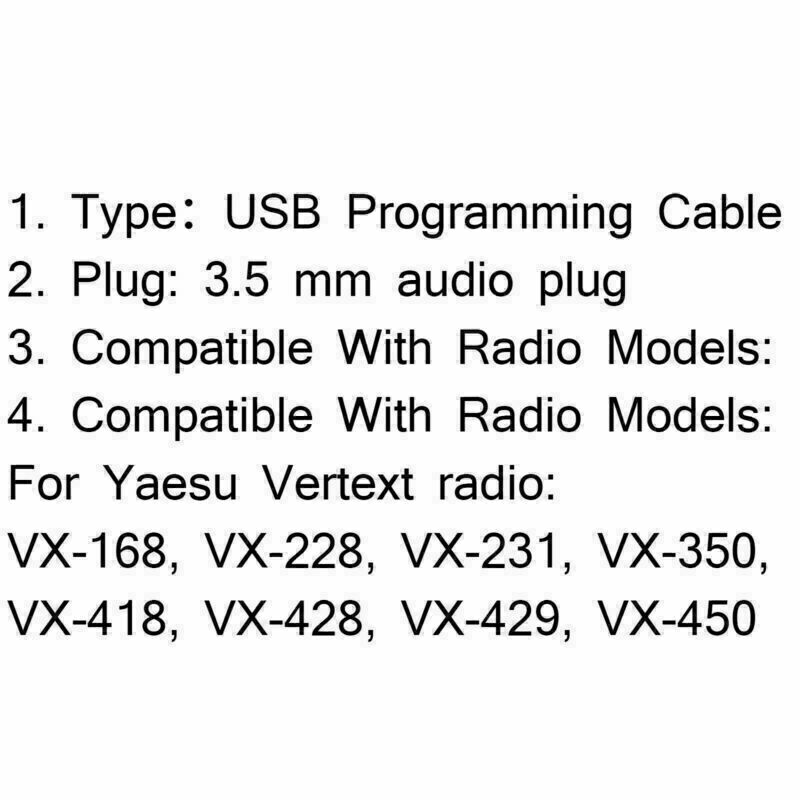 4Pcs USB Programming Cable For Vertex VX-231 VX-351 VX-451 VX-354 CA
