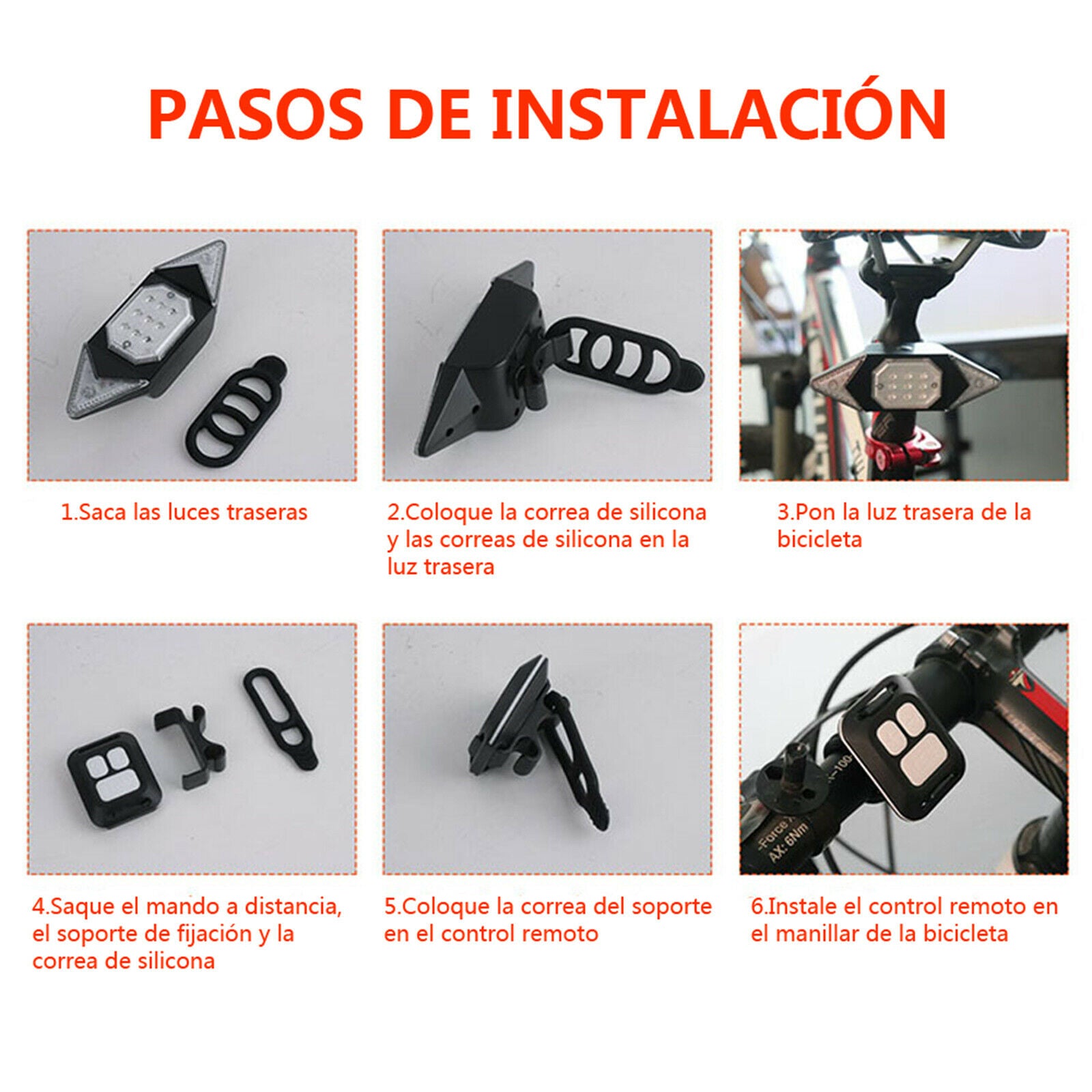 Rechargeable LED Bike Rear Lamp Wireless Remote Control Cycling Taillight  @