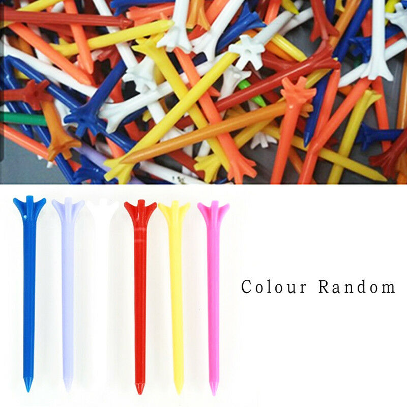 100pcs 2 3/4" Zero Friction Professional Golf Tees Plastic Mixed Color 70mm Tee