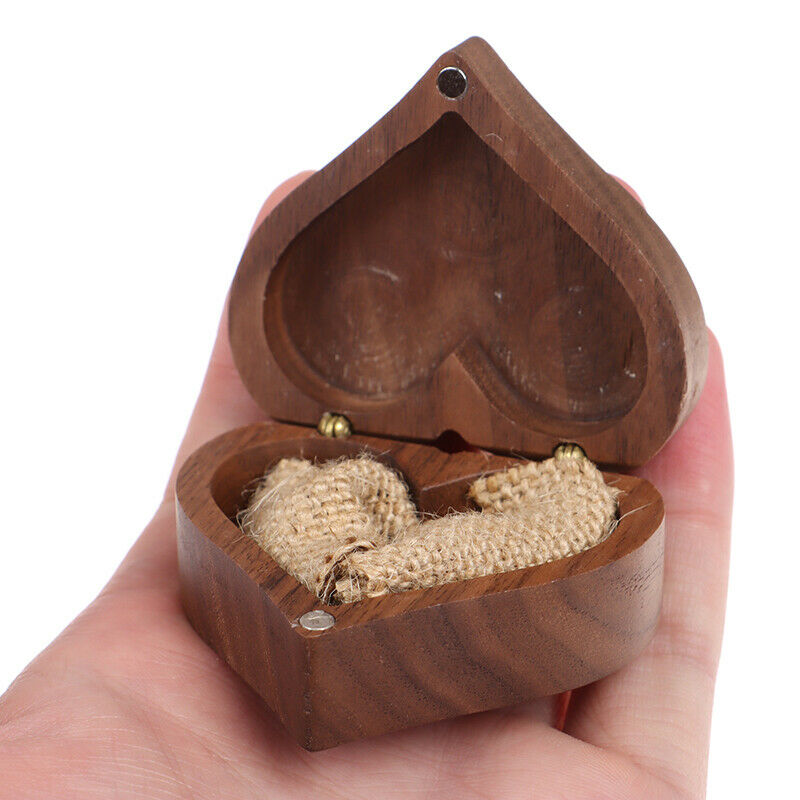 Wood Rings Jewelry Organizer Display Case  Storage Wedding Lover Walnut B.l8