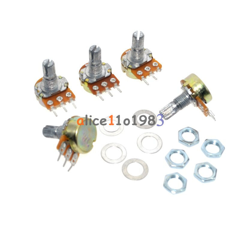 10PCS B20K OHM Linear Taper Rotary Potentiometer 15MM Shaft 3 Pin with Nuts