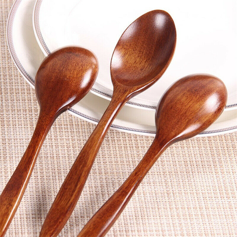 Wooden Spoon Bamboo Kitchen Cooking Utensil Tool Soup Teaspoon Catering A.l8