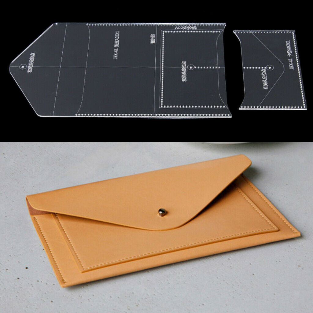 2Pcs   Clear   Acrylic   Wallet   Pattern   Stencil   Template   Purse   Leather