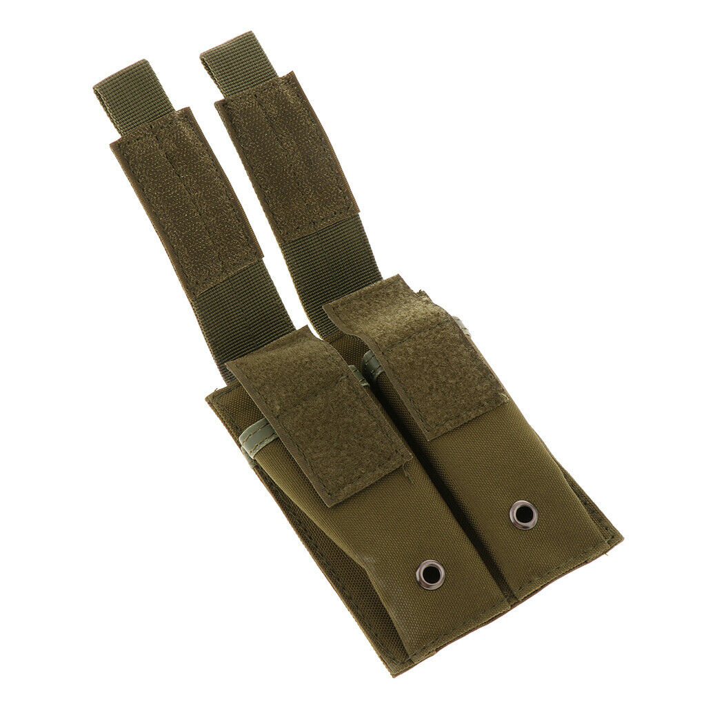Outdoor Double Pouch Bag Flashlight Holder Sports Travel Pouch Navy Green
