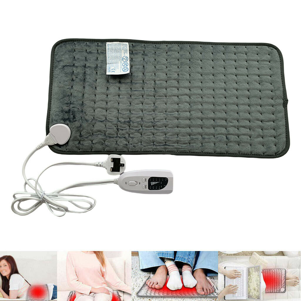 Electric Heated Pad Extra Large 24x12" Mat Stomach Back Pain Relief UK Plug