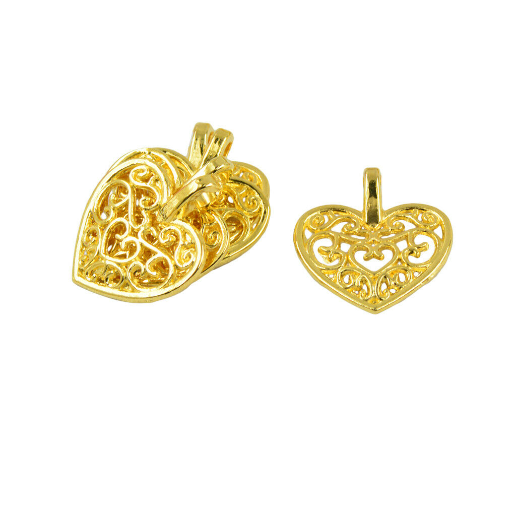 50 Pieces Filigree Hollow Out Heart Pendant Charms Jewelry Findings