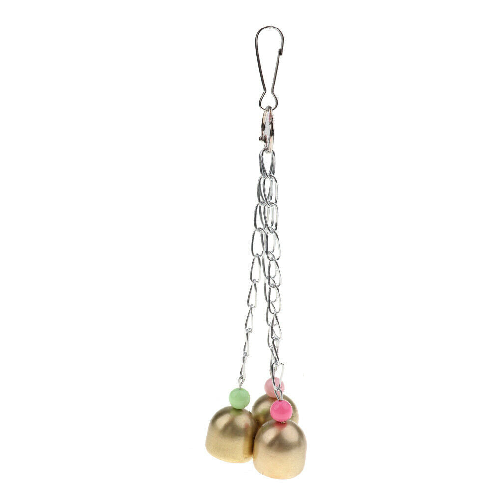 Pet Bird Parrots Cage Hanging Chew Bite Scratch 3 Ring Bell