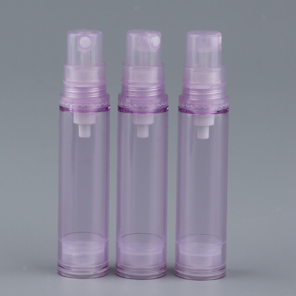 3Pcs 10ml Empty Airless Pump Bottles Refillable Cosmetic Containers Purple