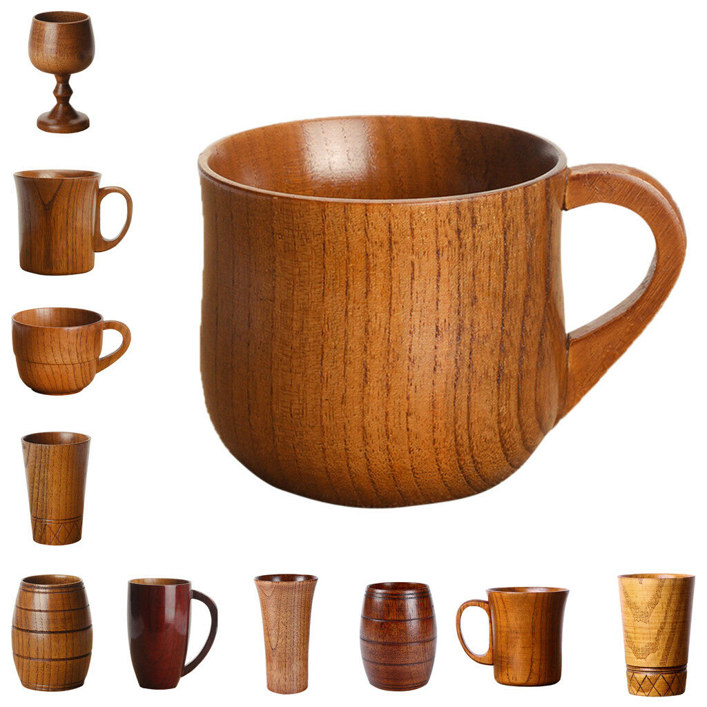 Natural Wooden Coffee Cup Beer Milk Juice Mug Primitive Handmade 7.5cmx6.8cm