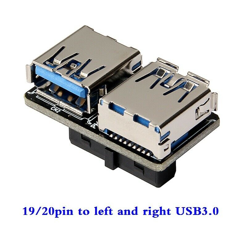 Motherboard USB3.0 19/20pin to left and right USB3.0 A female interface adapter