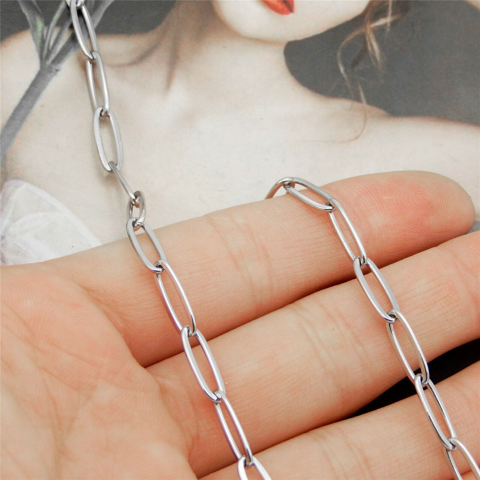 1 Meter Stainless Steel Straight Link Chain Heavy Duty Necklace Making 12x4mm