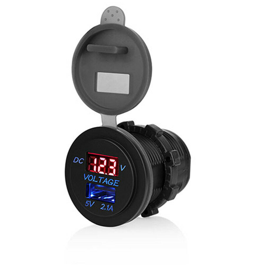 1x Universal Car Charger 5V 2.1A USB Socket Phone Charging & Car Voltage Display