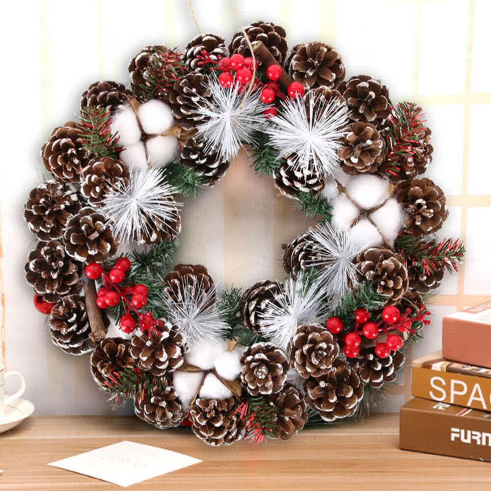 Christmas Wreath Pine Cone Hanging Ornament Garland Xmas Wreath Party Decor