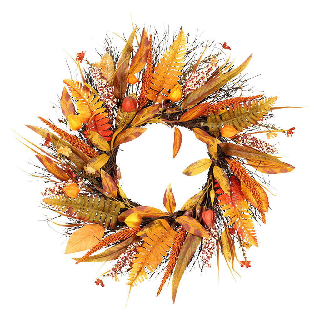 Fall Harvest Garland Artificial Grain Wreath 50cm Door Decor Thanksgiving
