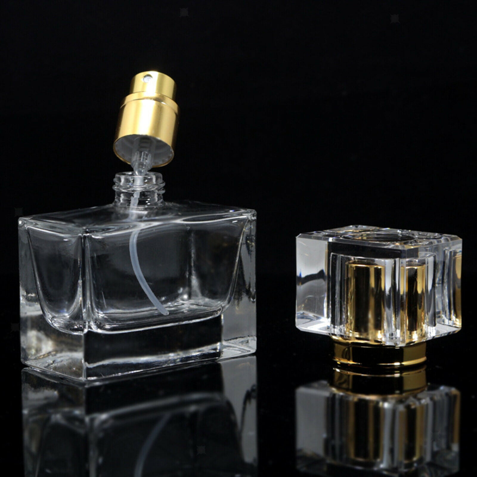 30ml Square Empty Clear Glass Fine Mist Perfume Spray Bottle Jar Atomizer