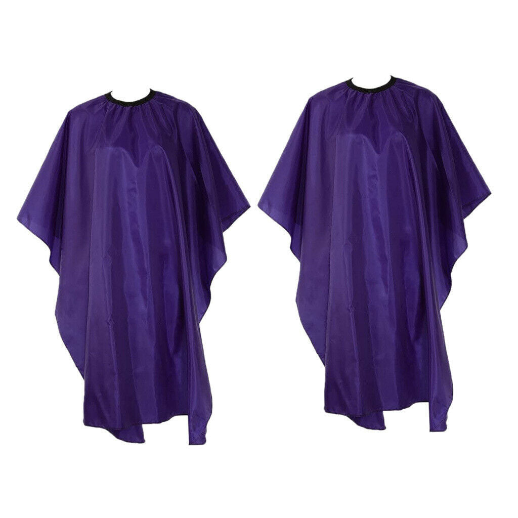 2x Professional Barber Gown Hair Cutting Cape Accessories for Adults Purple