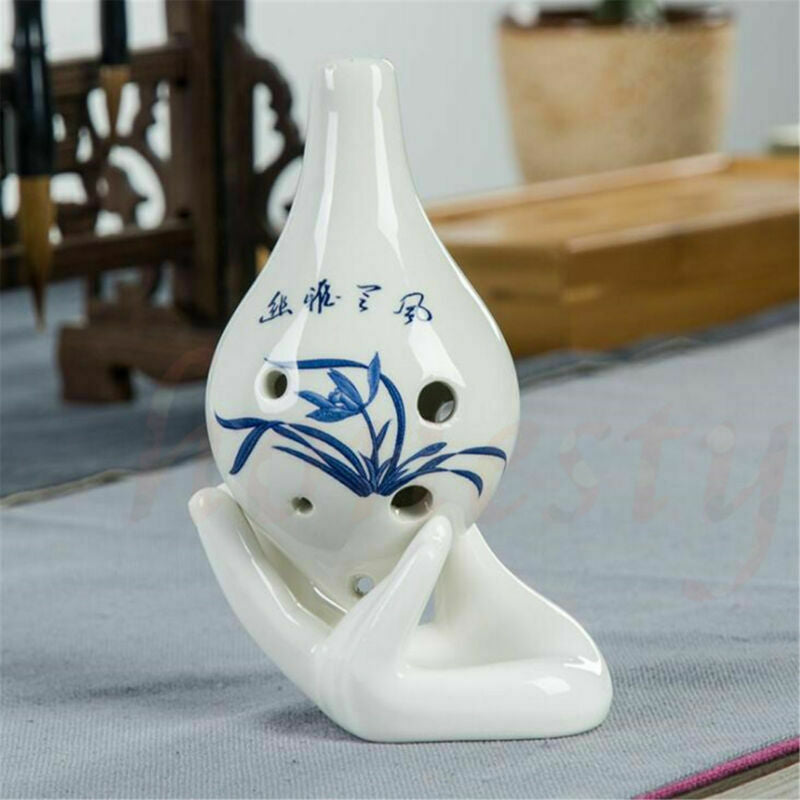 Ocarina White Ceramic Hand Holder Support Stand For 6 Holes 12 Holes Flute Deocr