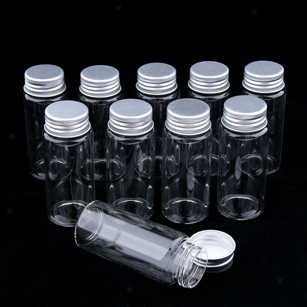 10x High Borosilicate Sample Vials Clear Glass Bottles wit Aluminum   50ml