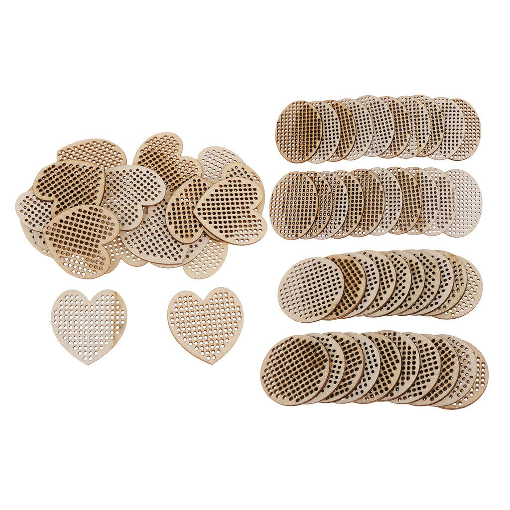60pcs Wooden Cross Stitch Pendant Hanging Decoration Craft DIY Handmade Gift