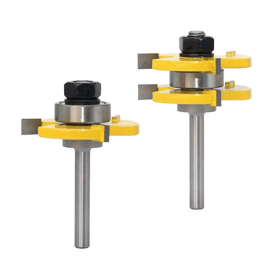 Tongue and Groove Set, Router Bit Set, Wood Door Flooring 3 Teeth Adjustable,
