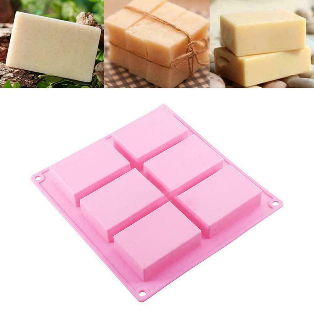 Rectangle 6-Cavity Soap Mold Silicone Mould Tray For Homemade Craft DIY