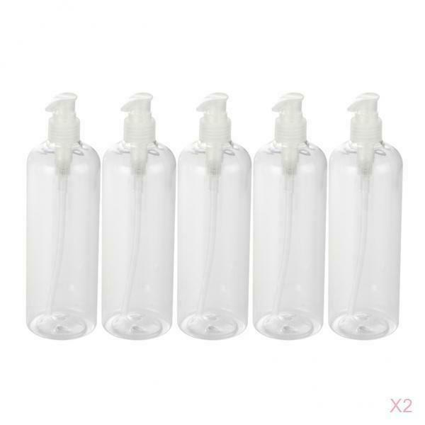 10x Refillable 500ml PET Plastic Shampoo Pump Bottles for Shower Gel Lotion