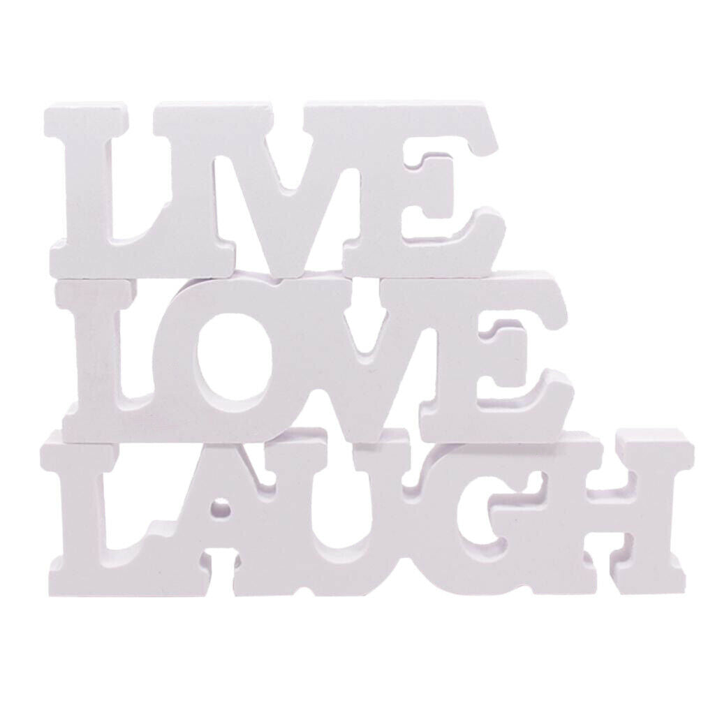 3 Pcs/Pack White Wooden Sign Decor LAUGH LIVE LOVE Wall Door Decoration Home