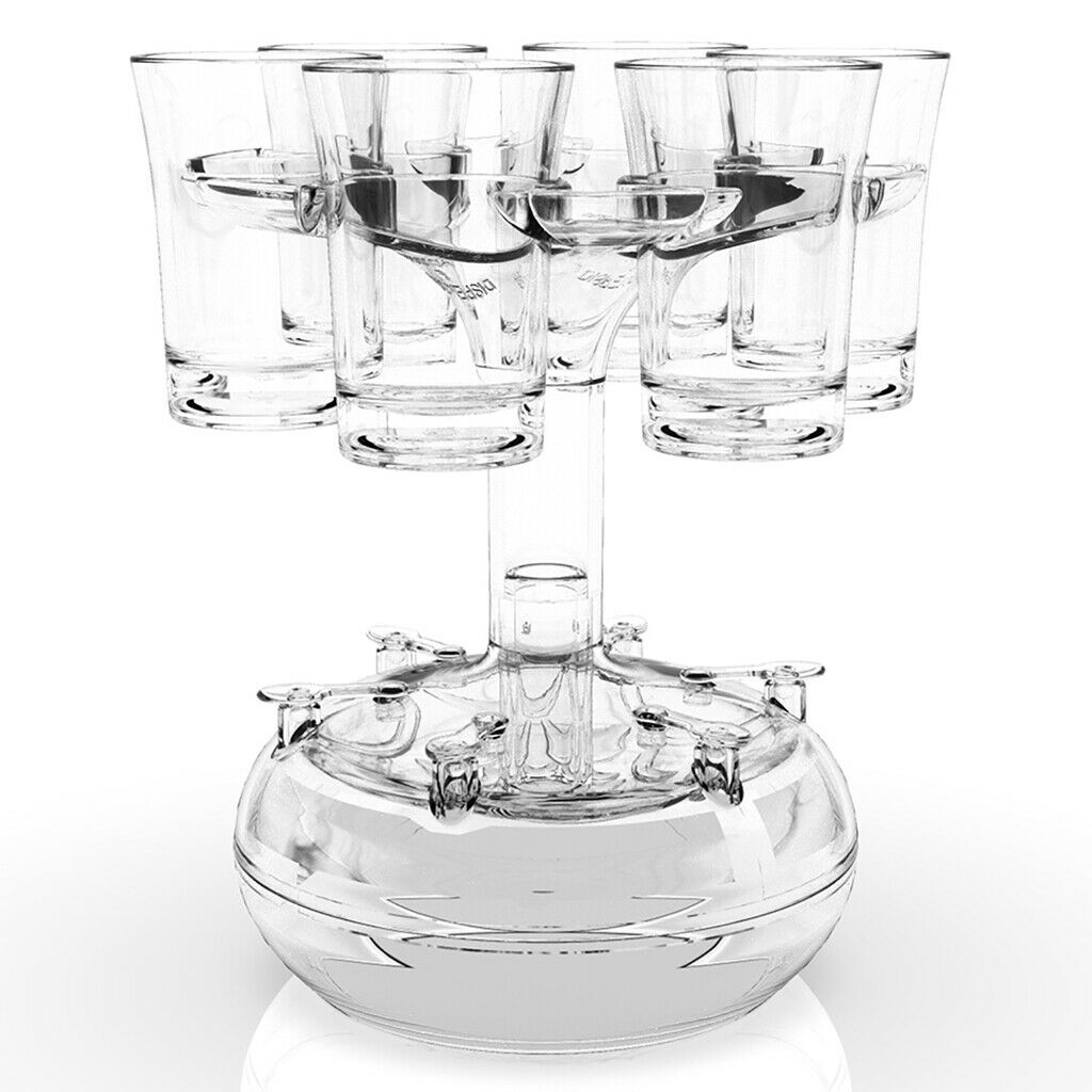 6 Shot Glass Dispenser Holder Drinking Liquor Set Shot Glass