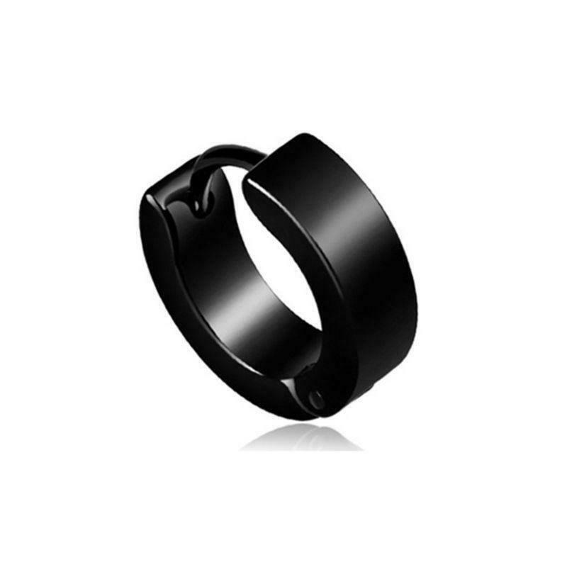 Black Matt Stripe Stainless Steel Hoop Earrings Titanium Steel for Men & Women